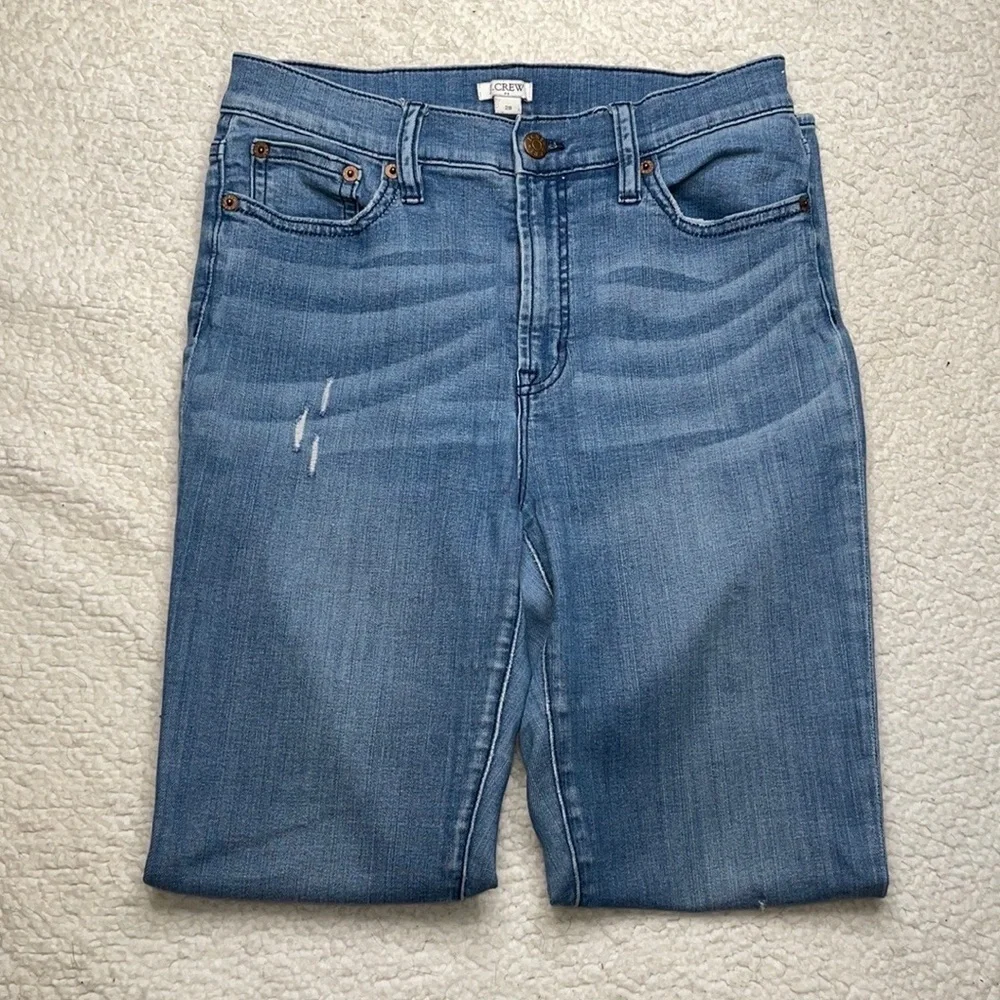 J Crew soft Denim Jeans Distressed ripped  High waist Size 28
